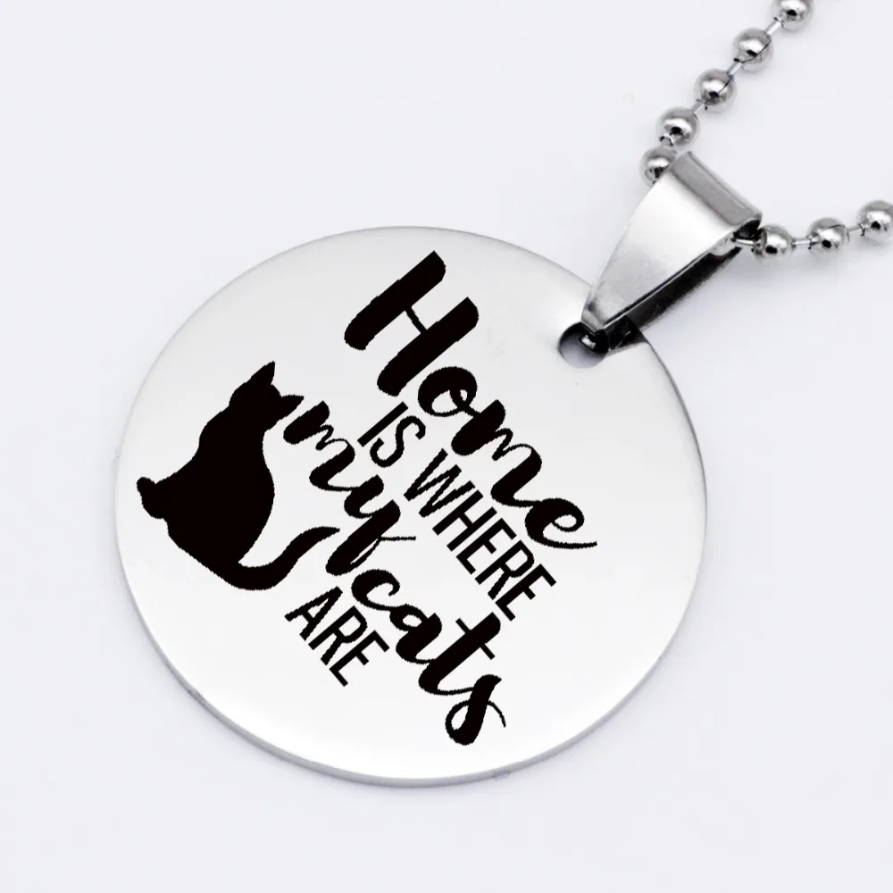 Creativity Letter Necklace Keychain Home Is Where My Cats Are Gift For Friend Accept Drop Shipping YP6176 | Украшения и