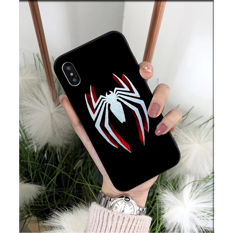 Мягкий силиконовый чехол для телефона MaiYaCa Marvel Spider Man из ТПУ черного цвета iPhone 6S