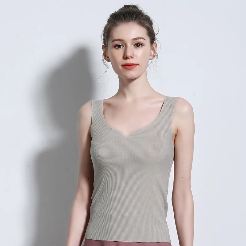 Peach collar Grey Женская майка AIRCOOL, бесшовный жилет, сексуальные лямки, нижняя рубашка, лето, новое женское нижнее белье, топы размера плюс - Цвет: Peach collar Grey