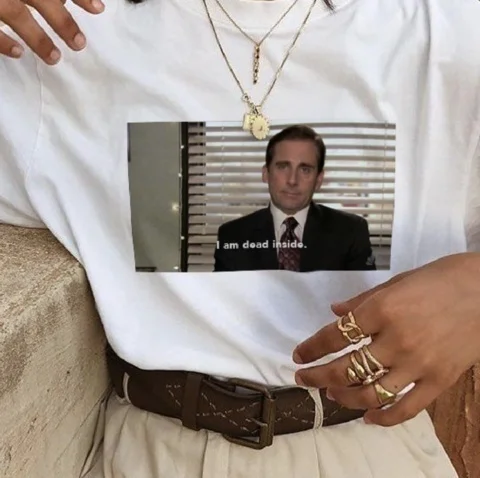 HAHAYULE-JBH 1pcs I Am Alive The Office ItBritney Bitch Michael Scott T-Shirt Quotes Funny Unisex Tumblr Grunge Fashion | Женская одежда
