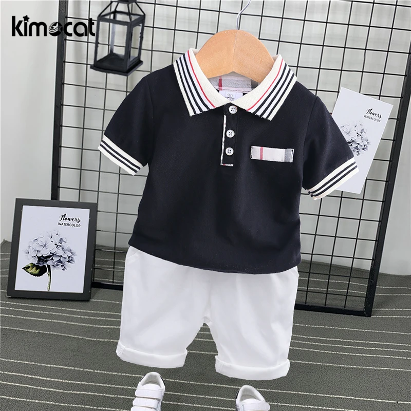 

Kimocat Boys Loose Korean Summer T-shirt Trend Casual Suit Sports Tide New Cotton Shirt Children Short Sleeve Boys Clothing Set