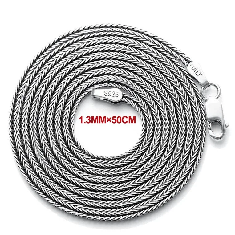 Size 6 925 пробы, серебряная цепочка, ожерелье s, Мужская Ретро тайская Серебряная цепочка в форме лисохвост, мужская Серебряная цепочка 925, 40-80 см, длинное ожерелье thomas - Окраска металла: Size 6