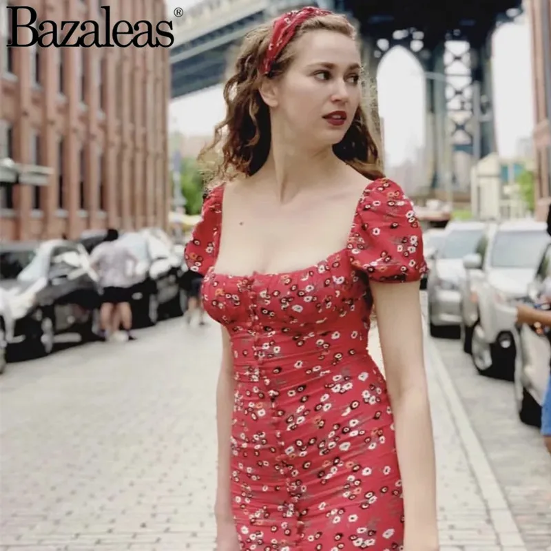 Женское платье бюстье с цветочным принтом квадратным вырезом Vestido|Женские