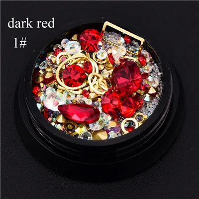 1-dark red 12 цветов, камень, сделай сам, дизайн ногтей, украшение в колесиках, неправильные бусины, Стразы для ногтей, разноцветные икры, бусины с плоским дном, шпильки для ногтей - Цвет: 1-dark red
