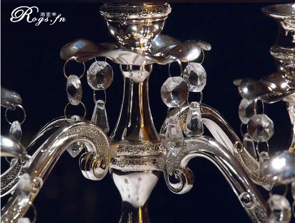 H34cm серебряный канделябр среднего размера хрустальный декоративный Ретро