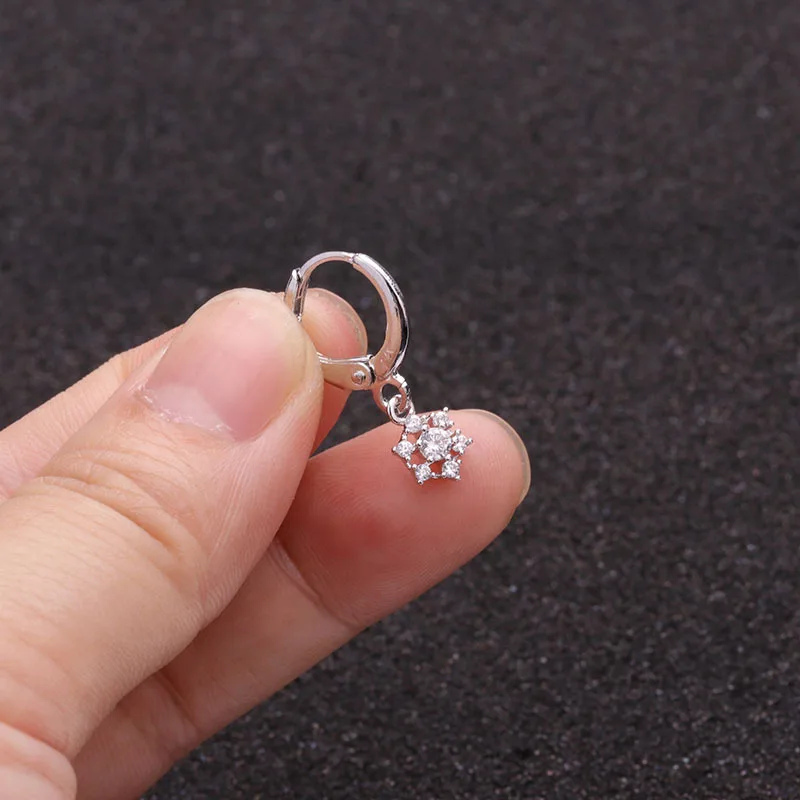 1 шт. серебряный и золотой цвет один обруч с маленьким фианитом висящие сережки