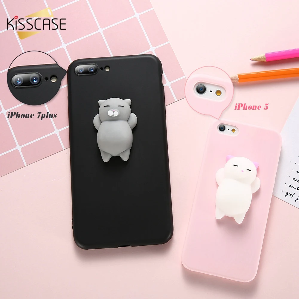 2018 New Kisscase Cat Чехол для iPhone X 8 7 6 S Plus 5S 5 SE милый мультфильм мягкая кукла samsung Galaxy Note S8
