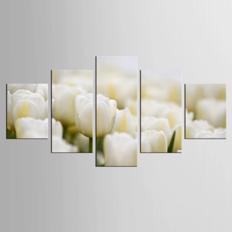 5 шт./компл. настенные художественные холсты Рисование белые розы холст печать
