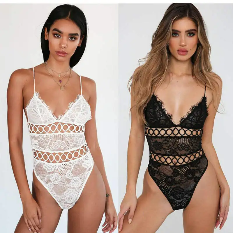 Женский экзотический пеньюар одежда боди сплошной цвет Кружевное комплект