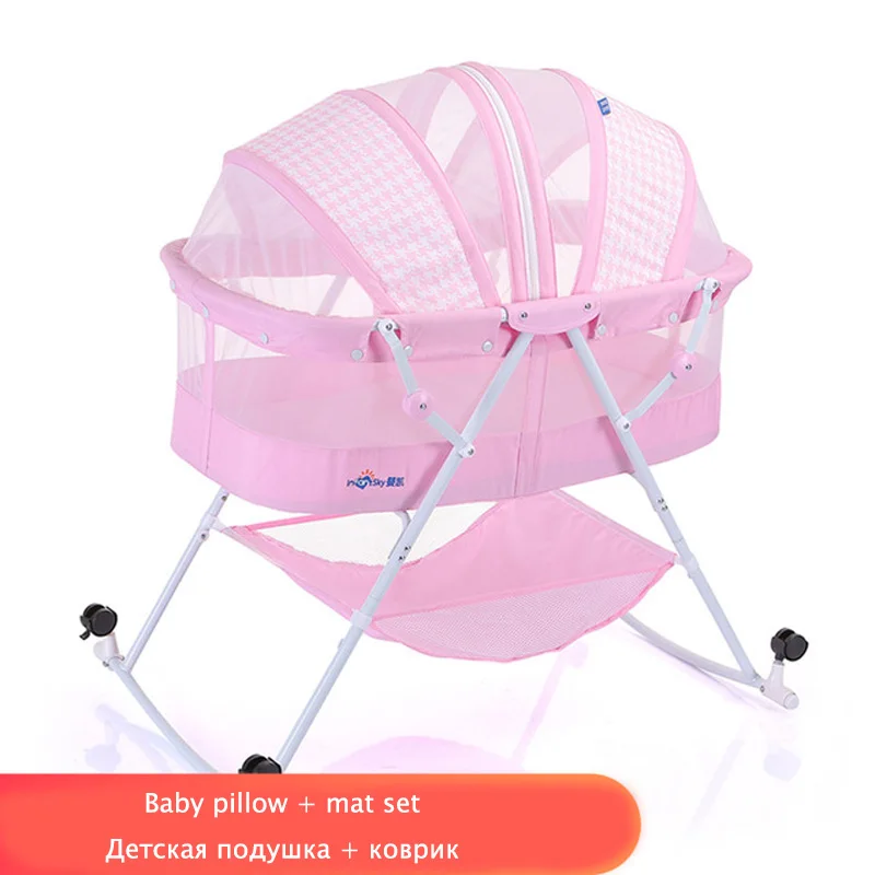 Pink 0-12 месяцев детская кровать люлька детская люлька кресло-качалка складная детская кровать детская кроватка Колыбель - Цвет: Pink