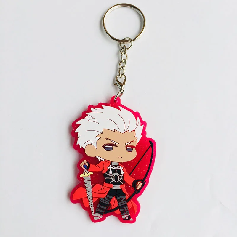 2 Мультфильм Fate stay night Saber ПВХ брелок Гильгамеш Арчер Lancer Justeaze Lizrich модель солнечных очков von Einzbern; милый смешной кулон брелки porte ключах - Цвет: 2