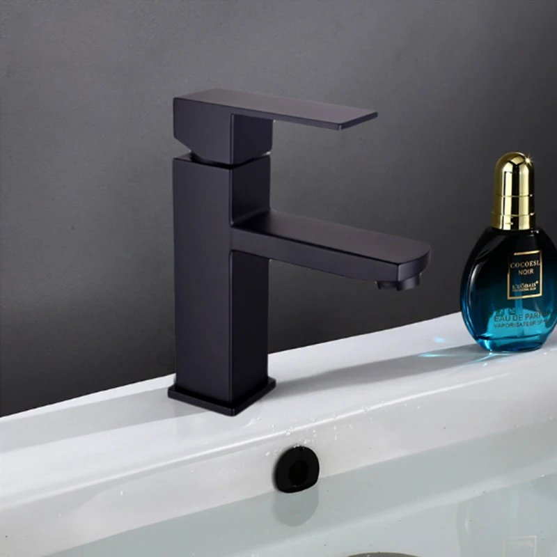 SUS Stainless Steel Economic Black Bathroom Sink Faucet Modern Square Lavatory Basin Mixer Taps B3323 | Обустройство дома