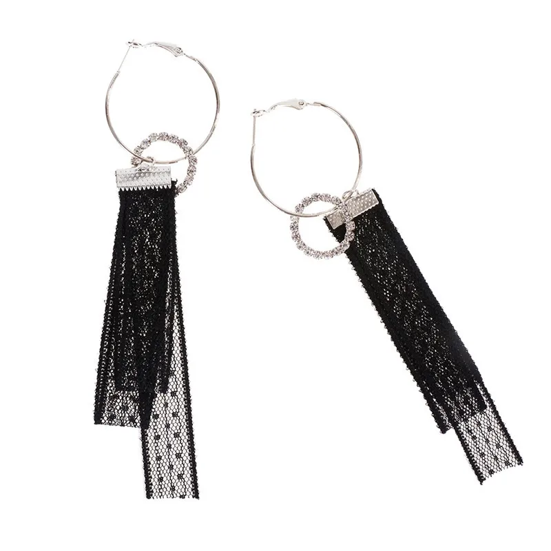 Женские длинные серьги-цепочки PINKSEE с ленточками и кисточками 1 пара серебряного