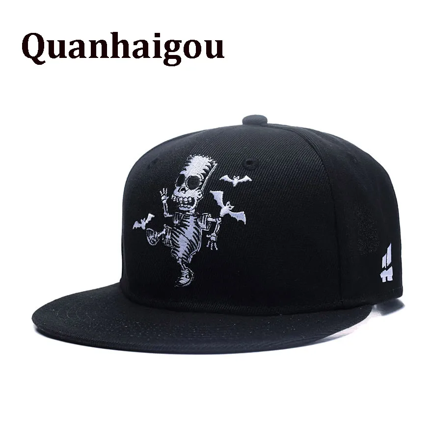 Череп Зомби и летучие мыши вышивка Snapback унисекс хип хоп Скелет регулируемая