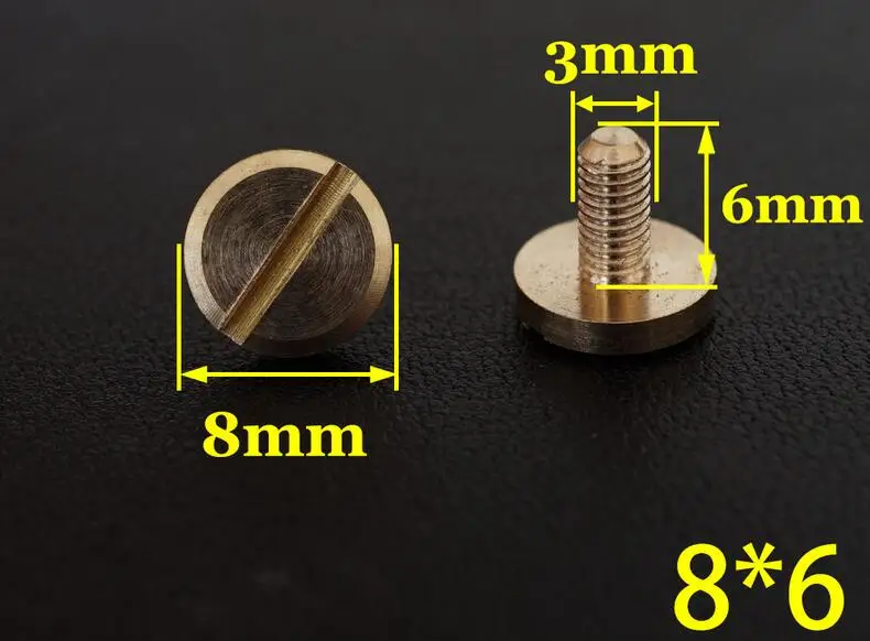 M3 * 6*8 мм твердая латунь плоская головка Кнопка ГВОЗДЬ ВИНТ Чикаго винт кожаный