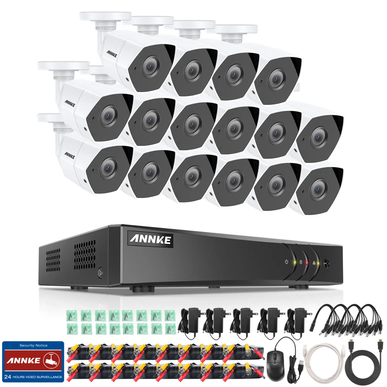 ANNKE FHD 16CH 3MP система видеонаблюдения 5в1 H.265 + DVR с 16 шт. пуля уличная Всепогодная