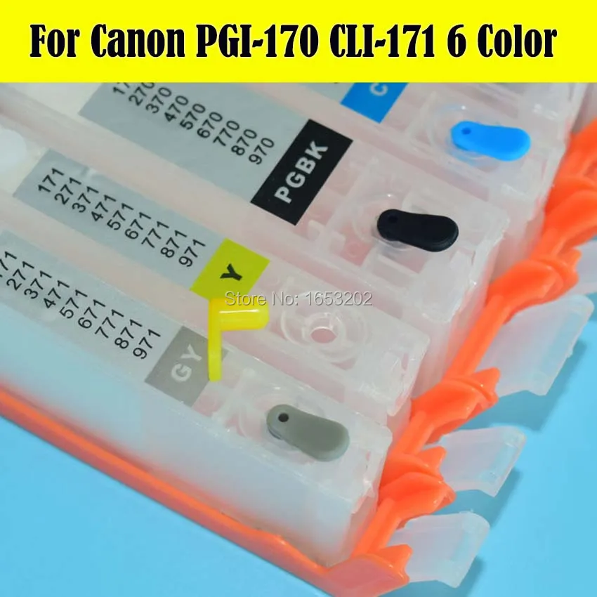 Картридж чернильный 170 171 для принтера Canon PIXMA MG7710 6 цветов с чипом чернильного