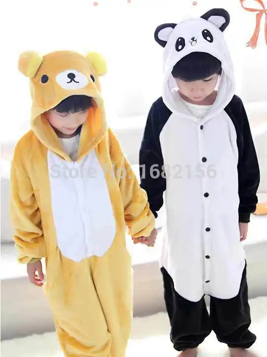 Зимний фланелевый Детский карнавальный костюм пижама с пандой Rilakkuma Пижама
