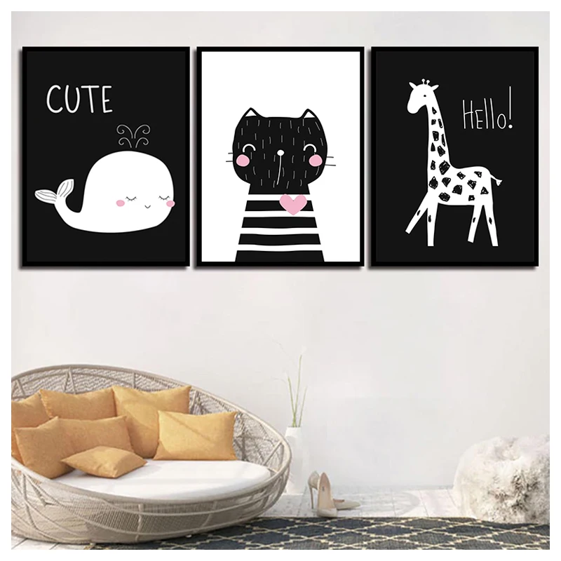 

Алмазная живопись 5D 3 шт., вышивка с черно-белыми китами, жирафом, кошкой, настенное украшение ручной работы, мозаика с кристаллами в виде жив...