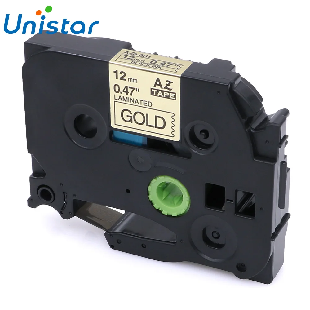 

TZe-831 Compatible for Brother P-touch Tape 12mm Black on Gold Label Ribbons Tze831 TZe 831 for Brother P touch Label Printer
