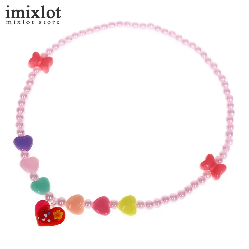 2 шт. имитация жемчуга Цепочки и ожерелья DIY принцесса Jewelry Карамельный Цвет Лук