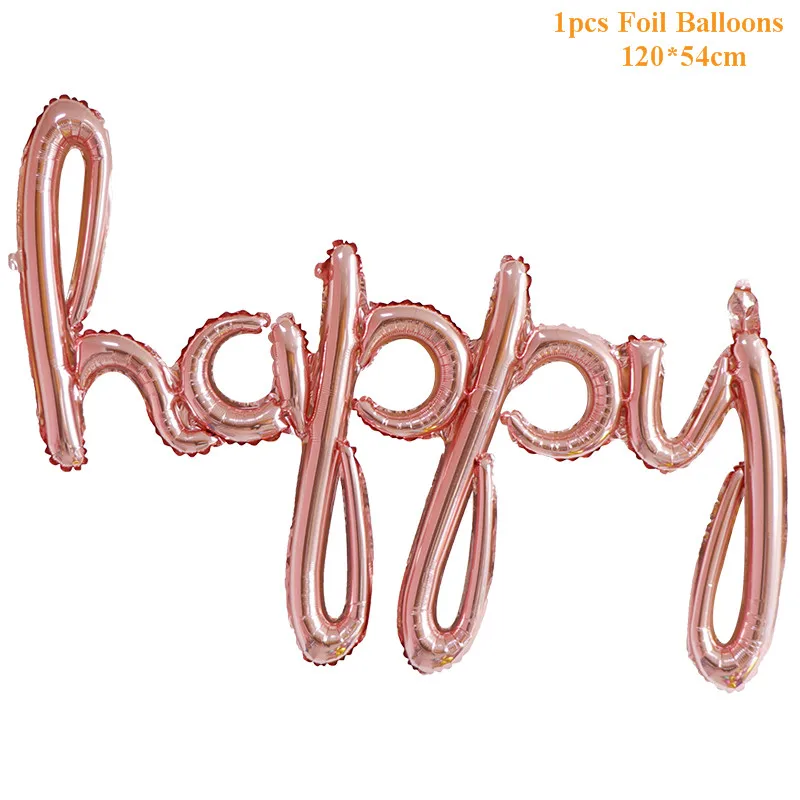 10 шт. script розовое золото звено Happy Фольга шарики Baby Shower 1st День рождения Декор