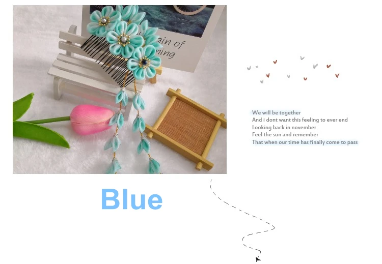 Изготовленный на заказ ручной работы японский кимоно Sakura hairwear Девушки Головные уборы женские заколки kanzashi цветок заколки для волос с длинным падением