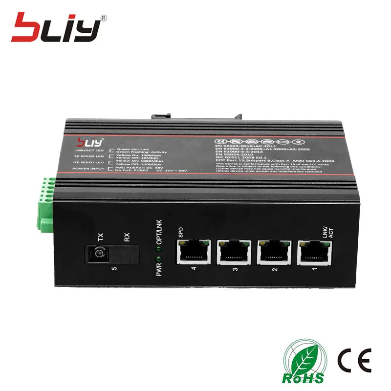 1GX4GT SNMP неуправляемый промышленный коммутатор один 5 гигабитный порт