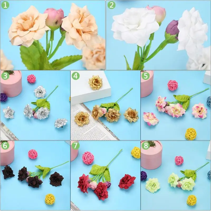 10 шт. 4,5 см искусственные шелковые розы DIY поддельные пластиковые цветы Свадебный декор