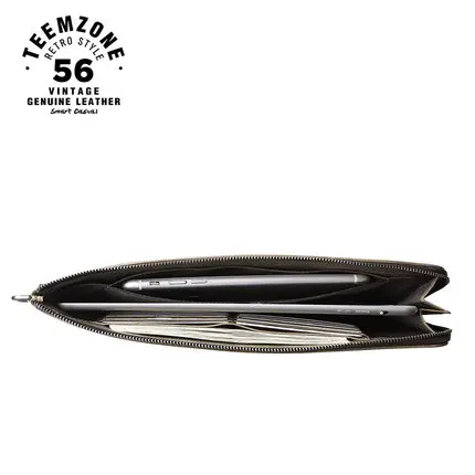 Натуральная кожа Для мужчин модные клатч на молнии Бизнес высокой емкости