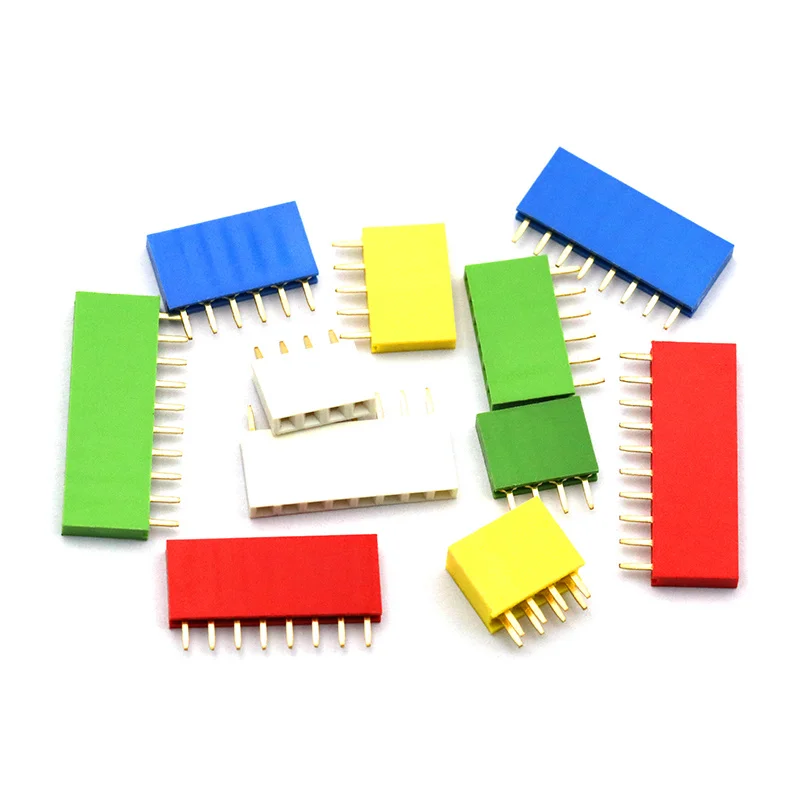 

20pcs Multicolor Single Row Pin Female Header Socket Pitch 2.54mm 1*6p 8p 10Pin Connector Red/Blue/Green/Yellow