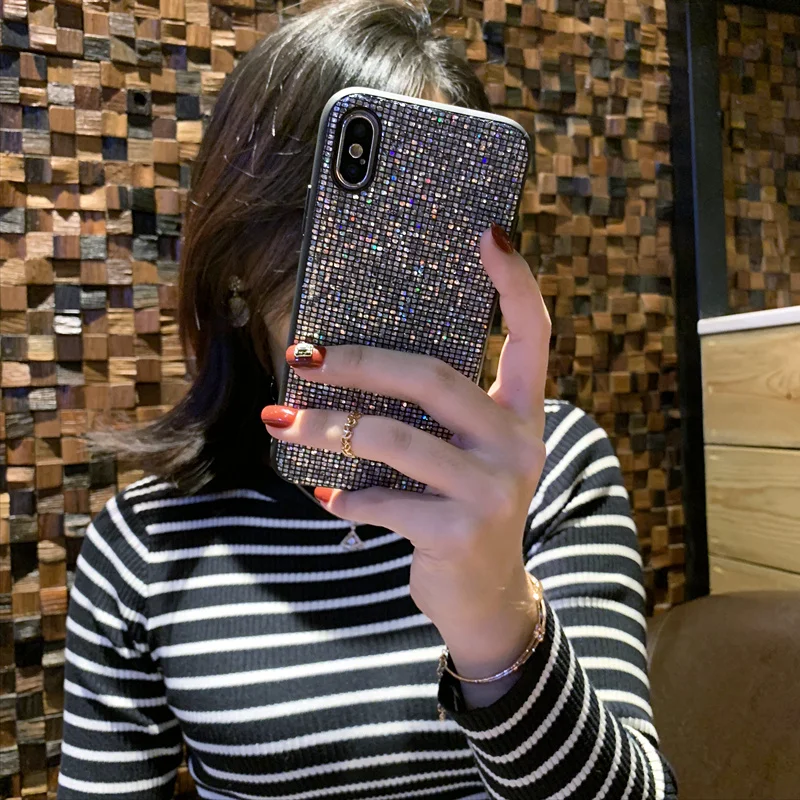 Блестящий чехол для iPhone X 7 8 6 S Plus роскошный блестящий со стразами телефона XR XS Max