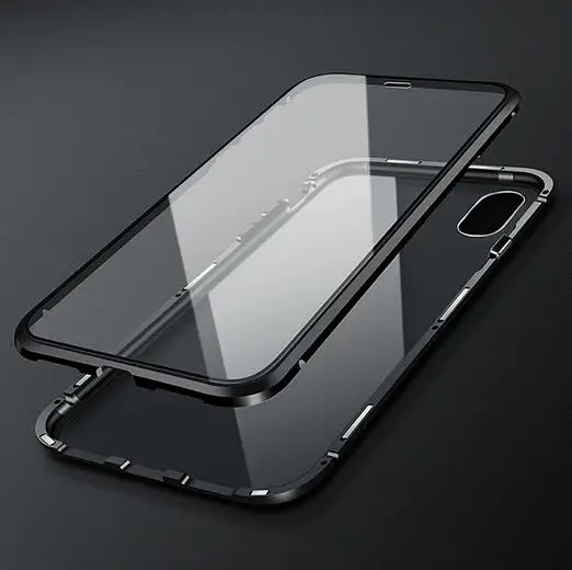 Магнитный чехол для iPhone XR XS MAX X 8 7 6 6S Plus двухстороннее закаленное стекло