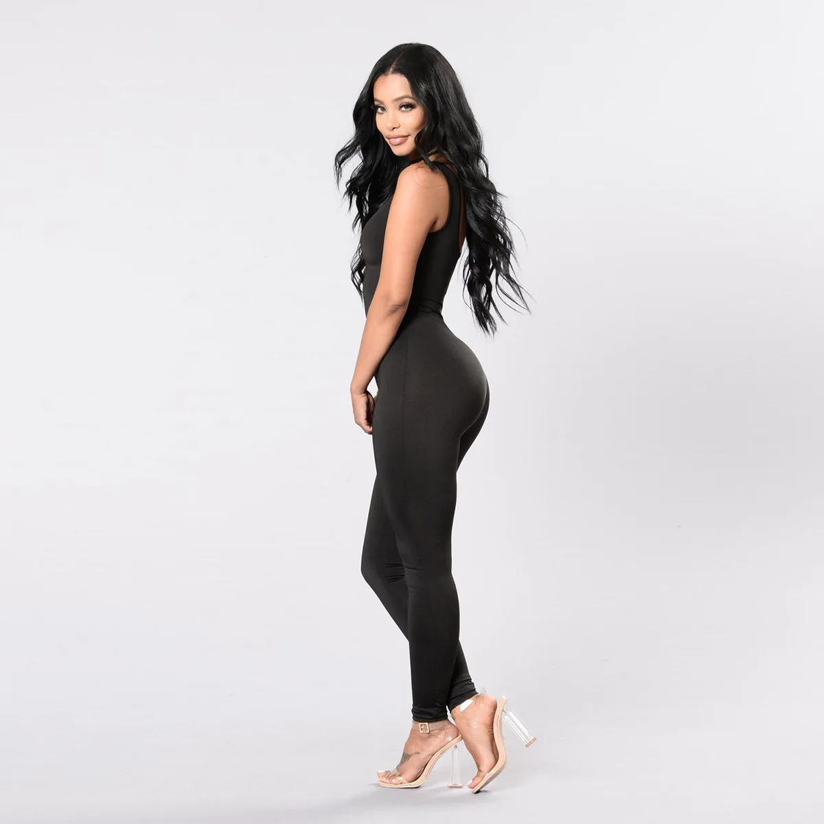 Пикантные с открытыми плечами боди Для женщин Bodycon рукавов комбинезон длинные