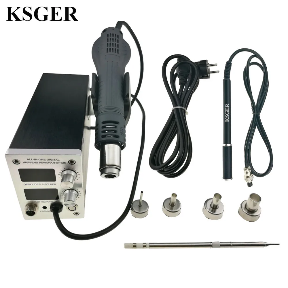 KSGER T12-K паяльник Концевая станция наконечники горячий воздушный пистолет 2 в 1 DIY наборы электрический регулятор температуры STM32 OLED Сварка 800 Вт - Цвет: sets 2