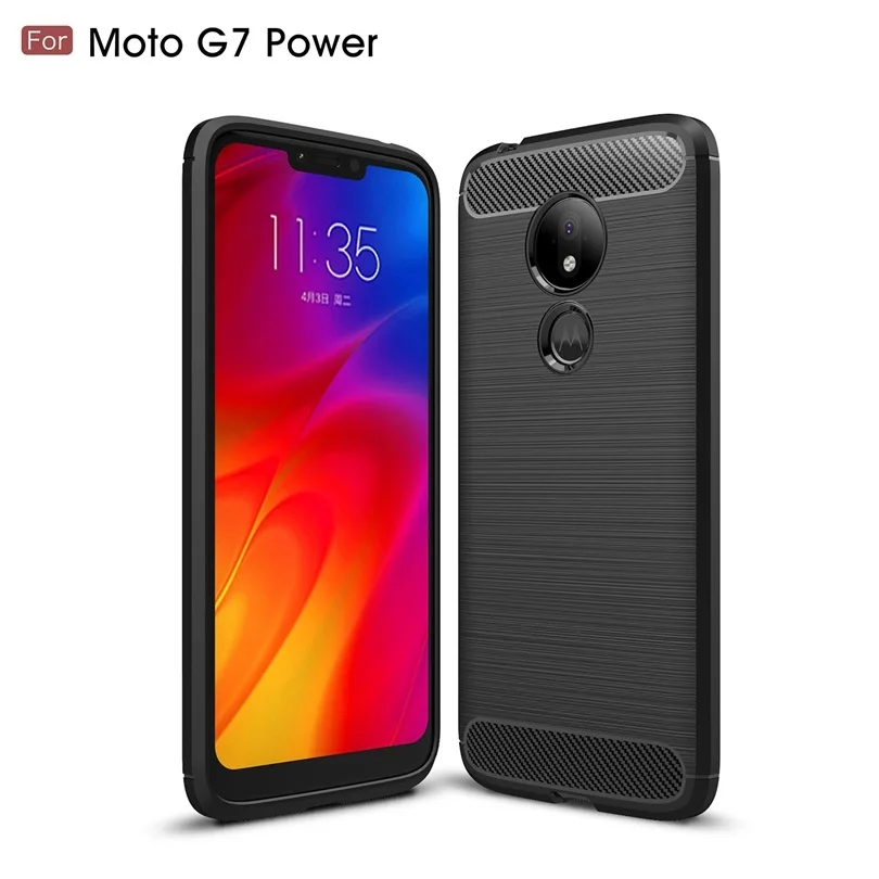 

For Motorola Moto G7 Power / G7power Carbon Fibre Case Slim Rugged Armor Shockproof Soft Rubber Silicone Phone Cases Cover Case