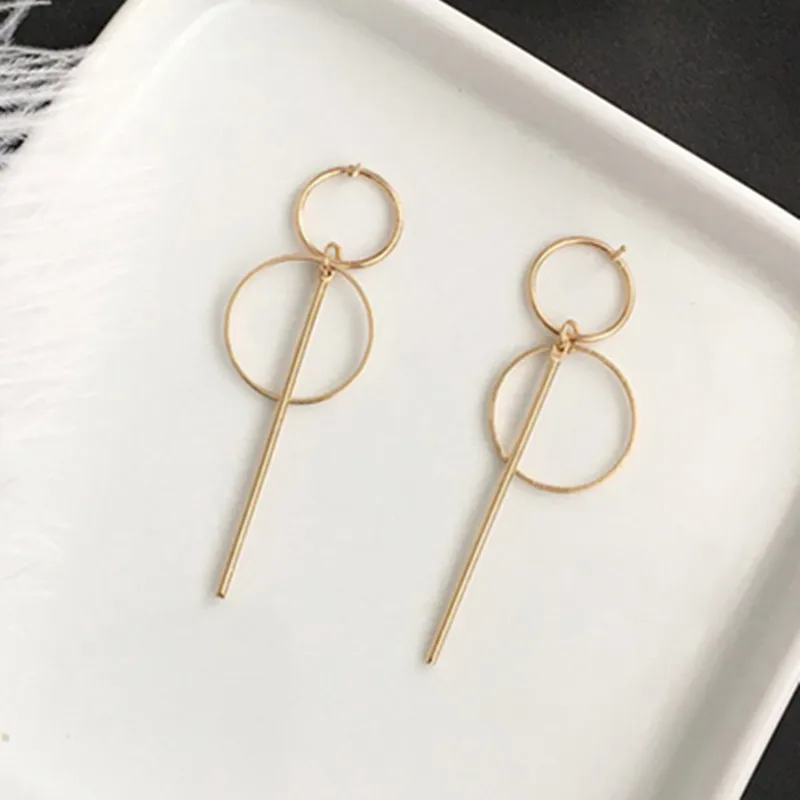 Простой в Корейском стиле длинные Стиль Tassel Pendant Размеры круглые серьги для