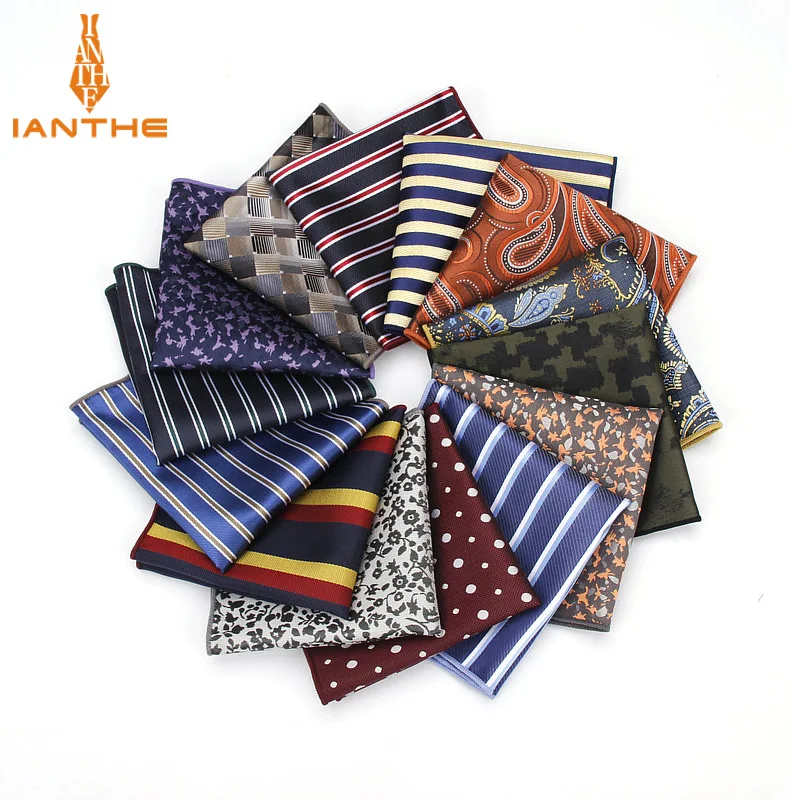 Полосатые платки из полиэстера тканый темно синий узор Hanky мужской деловой