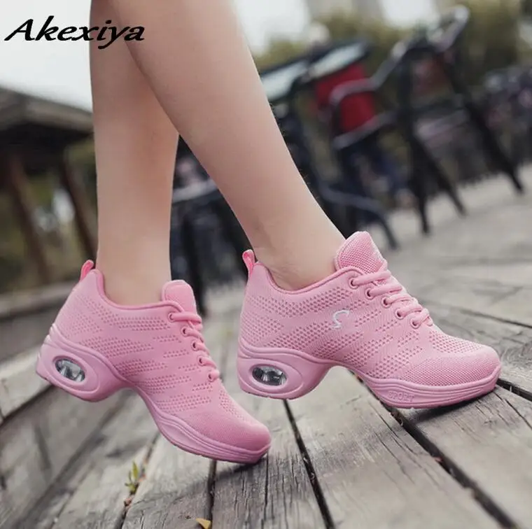 Женская танцевальная обувь для девочек; zapatillas mujer deportiva; ; кроссовки с сеткой; sapato feminino; Танцевальная обувь; женская обувь для танцев - Цвет: pINK
