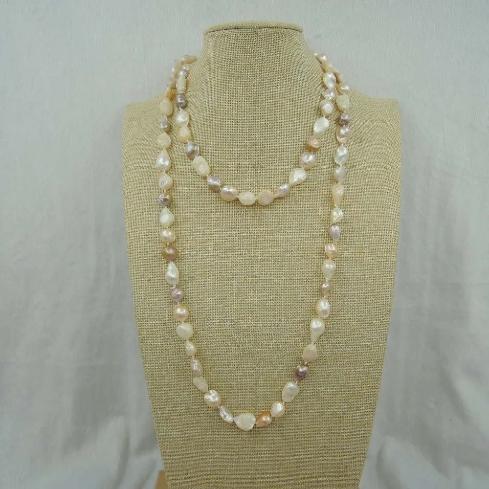 100% натуральный пресноводный жемчуг длинное ожерелье-120 см в форме барокко