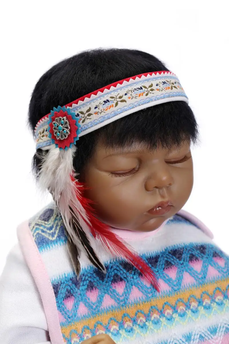 NPK 22 дюймов индийский Стиль винилсиликоновых Reborn Baby Doll шоколад кожи Boneca подарок