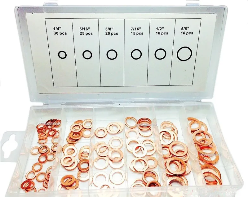 110 шт. шайбы из цельной меди заглушка болт банджо Ассорти уплотнительное кольцо
