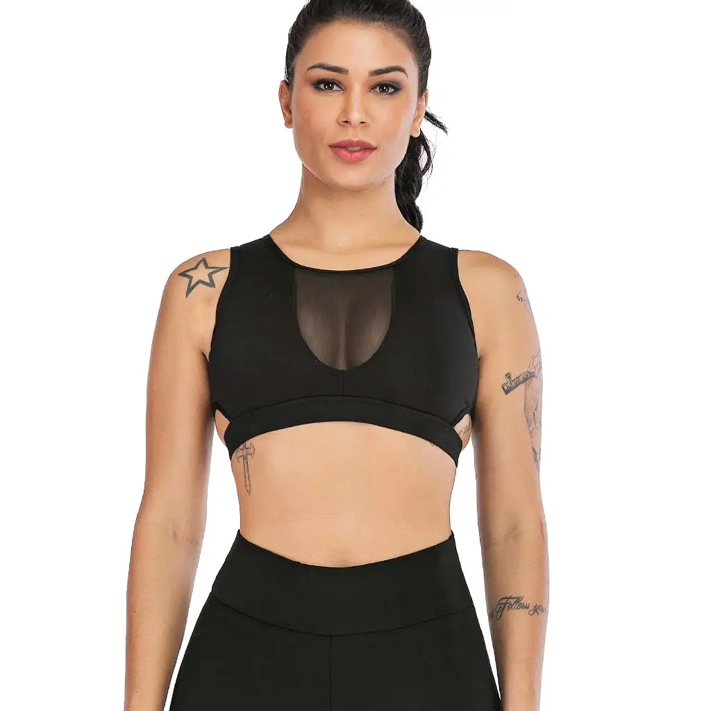 Женский бесшовный спортивный костюм для йоги без рукавов с пуш ап и леггинсами