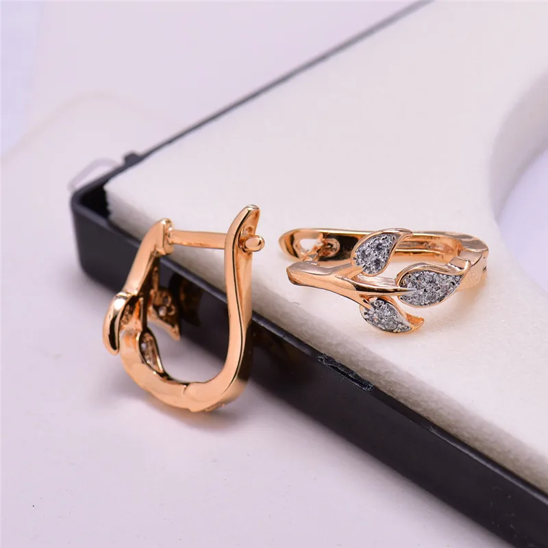 Женские серьги кольца GULICX золотого цвета с кристаллами фианита E256|hoop earrings for