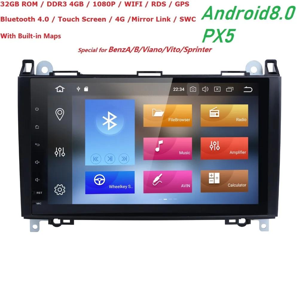 Android 8 0 Авторадио 9 дюймов автомобильные мультимедиа для Mercedes Benz sprinter Vito W639 Viano B200
