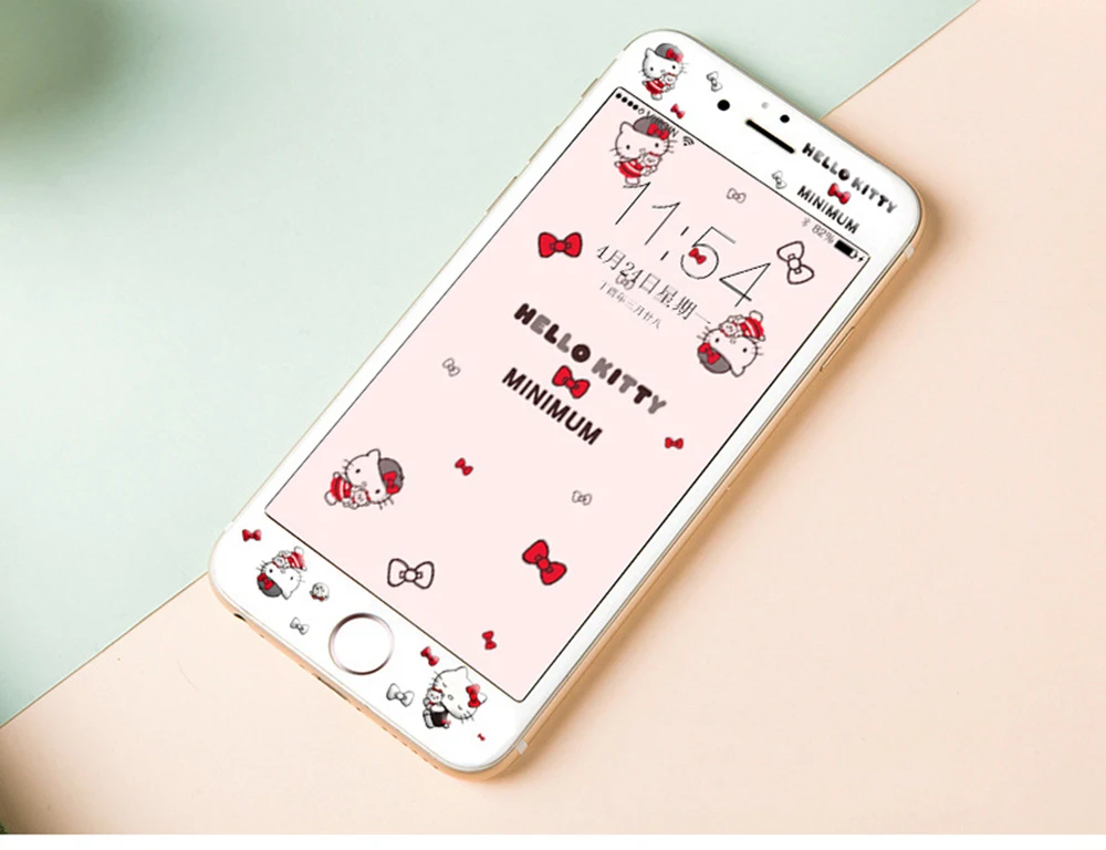 Милый мультяшный протектор экрана из закаленного стекла для iPhone 6, 7, 8, 6s Plus, защита экрана hello kitty для iPhone 6 Plus, 7 Plus, 8