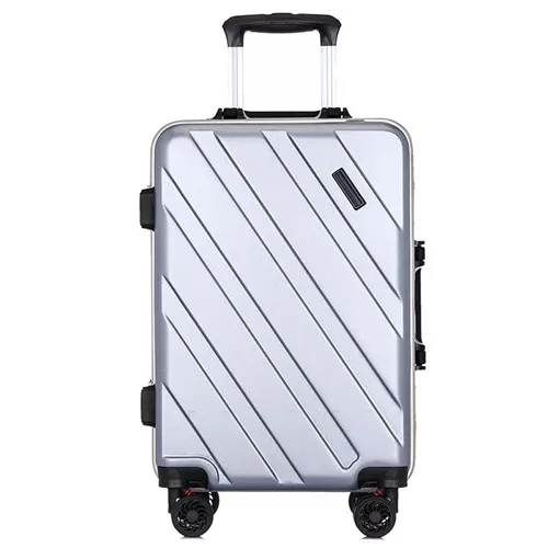 Silver grey KLQDZMS 20/24 дюймов Высокое качество ПК катящийся багаж чемодан на колесиках Сумки алюминиевая рама путешествия чемодан на колесиках - Color: Silver grey