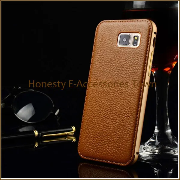 30 Pc/lot Aluminum Frame + PU Leather Back 2in1 Cover Cases 5.1&quot Inch For Samsung Galaxy S6 G9200 G9208 G9209 Multi-Color |