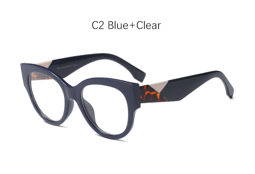 C2 Blue Clear Очки винтажные кошачий глаз дизайнерская Фирменная оправа для очков женские модные прозрачные очки UV400 - Цвет оправы: C2 Blue Clear