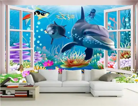3D обои на заказ росписи красоты 3 d подводный мир аквариум мультфильм детская комната фон настенные картины не-Вон обои
